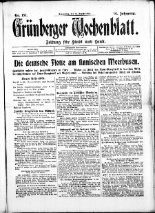 Gr&uuml;nberger Wochenblatt: Zeitung f&uuml;r Stadt und Land, No. 187. ( 12. August 1915 )
