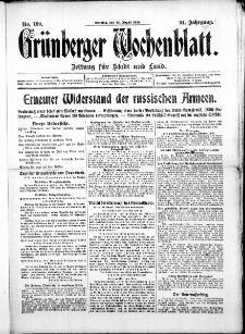 Grünberger Wochenblatt: Zeitung für Stadt und Land, No. 190. ( 15. August 1915 )