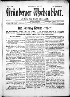 Gr&uuml;nberger Wochenblatt: Zeitung f&uuml;r Stadt und Land, No. 193. ( 19. August 1915 )