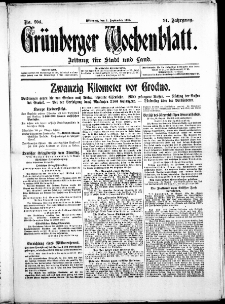 Gr&uuml;nberger Wochenblatt: Zeitung f&uuml;r Stadt und Land, No. 204. ( 1. September 1915 )