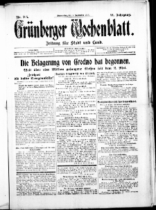 Grünberger Wochenblatt: Zeitung für Stadt und Land, No. 205. ( 2. September 1915 )