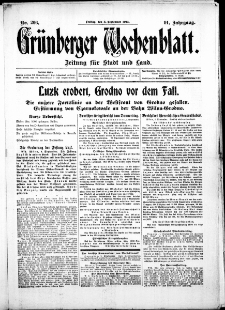 Gr&uuml;nberger Wochenblatt: Zeitung f&uuml;r Stadt und Land, No. 206. ( 3. September 1915 )