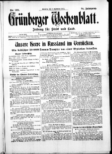 Grünberger Wochenblatt: Zeitung für Stadt und Land, No. 209. ( 7. September 1915 )