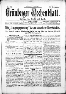 Grünberger Wochenblatt: Zeitung für Stadt und Land, No. 212. ( 10. September 1915 )