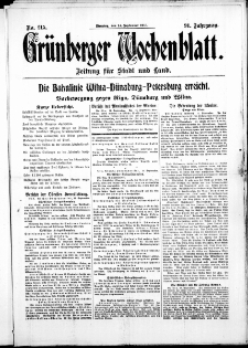 Grünberger Wochenblatt: Zeitung für Stadt und Land, No. 215. ( 14. September 1915 )