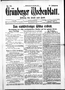Gr&uuml;nberger Wochenblatt: Zeitung f&uuml;r Stadt und Land, No. 221. ( 21. September 1915 )