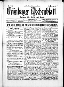 Grünberger Wochenblatt: Zeitung für Stadt und Land, No. 222. ( 22. September 1915 )