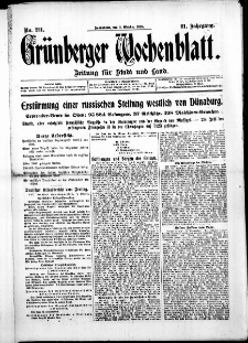 Gr&uuml;nberger Wochenblatt: Zeitung f&uuml;r Stadt und Land, No. 231. ( 2. Oktober 1915 )