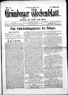 Grünberger Wochenblatt: Zeitung für Stadt und Land, No. 232. ( 3. Oktober 1915 )
