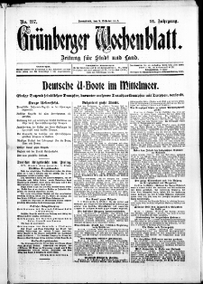 Grünberger Wochenblatt: Zeitung für Stadt und Land, No. 237. ( 9. Oktober 1915 )