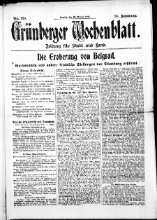Gr&uuml;nberger Wochenblatt: Zeitung f&uuml;r Stadt und Land, No. 238. ( 10. Oktober 1915 )