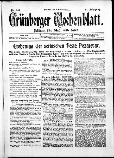 Gr&uuml;nberger Wochenblatt: Zeitung f&uuml;r Stadt und Land, No. 243. ( 16. Oktober 1915 )