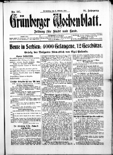 Gr&uuml;nberger Wochenblatt: Zeitung f&uuml;r Stadt und Land, No. 247. ( 21. Oktober 1915 )