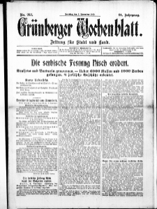 Gr&uuml;nberger Wochenblatt: Zeitung f&uuml;r Stadt und Land, No. 262. ( 7. November 1915 )