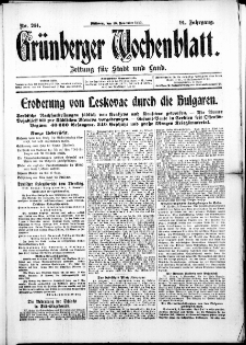 Grünberger Wochenblatt: Zeitung für Stadt und Land, No. 264. ( 10. November 1915 )