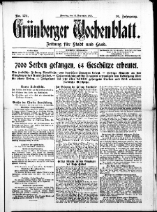 Gr&uuml;nberger Wochenblatt: Zeitung f&uuml;r Stadt und Land, No. 274. ( 23. November 1915 )
