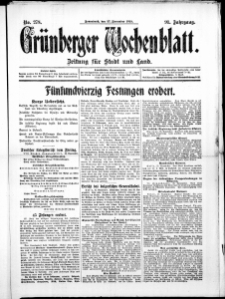 Gr&uuml;nberger Wochenblatt: Zeitung f&uuml;r Stadt und Land, No. 278. ( 27. November 1915 )