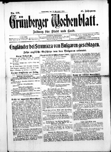Gr&uuml;nberger Wochenblatt: Zeitung f&uuml;r Stadt und Land, No. 290. ( 11. Dezember 1915 )