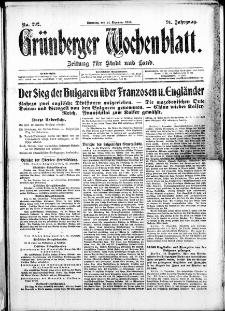 Gr&uuml;nberger Wochenblatt: Zeitung f&uuml;r Stadt und Land, No. 292. ( 14. Dezember 1915 )