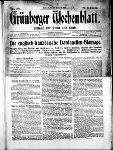 Gr&uuml;nberger Wochenblatt: Zeitung f&uuml;r Stadt und Land, No. 299. ( 22. Dezember 1915 )