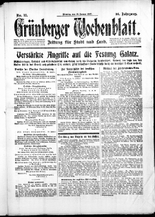 Grünberger Wochenblatt: Zeitung für Stadt und Land, No. 12. ( 16. Januar 1917 )