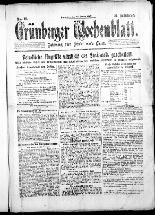 Grünberger Wochenblatt: Zeitung für Stadt und Land, No. 16. ( 20. Januar 1917 )