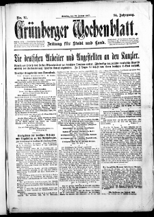 Grünberger Wochenblatt: Zeitung für Stadt und Land, No. 17. ( 21. Januar 1915 )