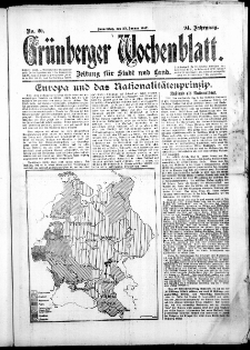 Gr&uuml;nberger Wochenblatt: Zeitung f&uuml;r Stadt und Land, No. 20. ( 25. Januar 1915 )