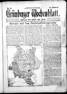 Grünberger Wochenblatt: Zeitung für Stadt und Land, No. 20. ( 25. Januar 1915 )