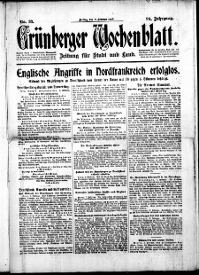 Grünberger Wochenblatt: Zeitung für Stadt und Land, No. 33. ( 9. Februar 1917 )