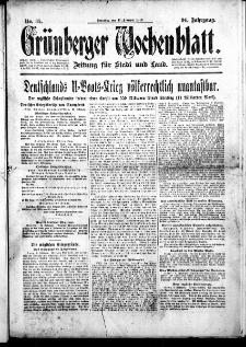 Gr&uuml;nberger Wochenblatt: Zeitung f&uuml;r Stadt und Land, No. 35. ( 11. Februar 1917 )