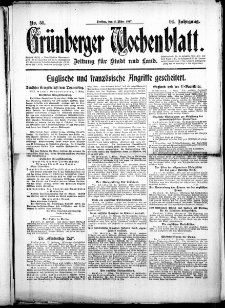 Grünberger Wochenblatt: Zeitung für Stadt und Land, No. 51. ( 2. März 1917 )