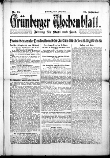 Grünberger Wochenblatt: Zeitung für Stadt und Land, No. 56. ( 8. März 1917 )