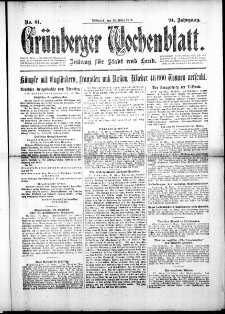 Gr&uuml;nberger Wochenblatt: Zeitung f&uuml;r Stadt und Land, No. 61. ( 14. M&auml;rz 1917 )