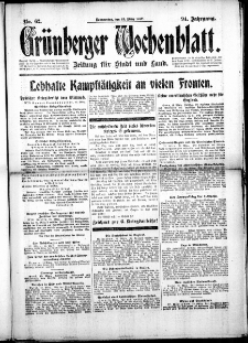 Grünberger Wochenblatt: Zeitung für Stadt und Land, No. 62. ( 15. März 1917 )