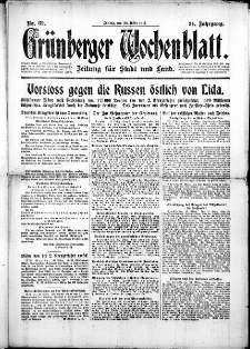 Gr&uuml;nberger Wochenblatt: Zeitung f&uuml;r Stadt und Land, No. 69. ( 23. M&auml;rz 1917 )