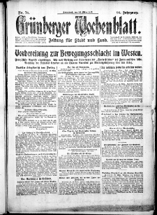 Gr&uuml;nberger Wochenblatt: Zeitung f&uuml;r Stadt und Land, No. 70. ( 24. M&auml;rz 1917 )