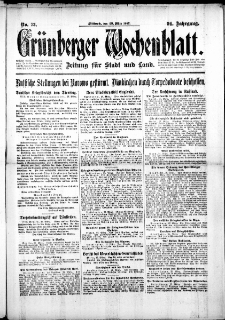 Gr&uuml;nberger Wochenblatt: Zeitung f&uuml;r Stadt und Land, No. 73. ( 28. M&auml;rz 1917 )