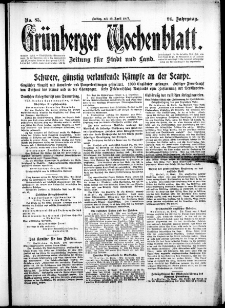Grünberger Wochenblatt: Zeitung für Stadt und Land, No. 85. ( 13. April 1917 )