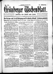 Gr&uuml;nberger Wochenblatt: Zeitung f&uuml;r Stadt und Land, No. 174. ( 28. Juli 1917 )
