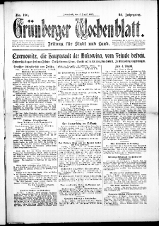 Grünberger Wochenblatt: Zeitung für Stadt und Land, No. 180. ( 4. August 1917 )