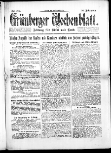 Gr&uuml;nberger Wochenblatt: Zeitung f&uuml;r Stadt und Land, No. 185. ( 10. August 1917 )