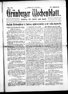 Grünberger Wochenblatt: Zeitung für Stadt und Land, No. 187. ( 12. August 1917 )