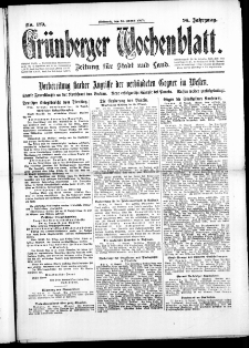 Gr&uuml;nberger Wochenblatt: Zeitung f&uuml;r Stadt und Land, No. 190. ( 15. August 1917 )
