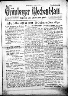Gr&uuml;nberger Wochenblatt: Zeitung f&uuml;r Stadt und Land, No. 219. ( 19. September 1917 )