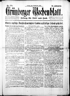 Gr&uuml;nberger Wochenblatt: Zeitung f&uuml;r Stadt und Land, No. 276. ( 25. November 1917 )