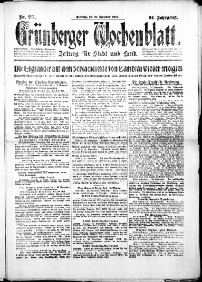 Gr&uuml;nberger Wochenblatt: Zeitung f&uuml;r Stadt und Land, No. 277. ( 27. November 1917 )