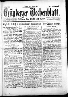 Gr&uuml;nberger Wochenblatt: Zeitung f&uuml;r Stadt und Land, No. 288. (9. Dezember 1917 )