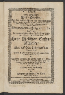 Drey Herz-erfrischende Trost-Tröpfflein, ... Krafft deren der Weyland Wohl-Edle ... Herr Melchior Caspar Winckler, Herr auff Ober-Ullersdorff und Sommerau [...]