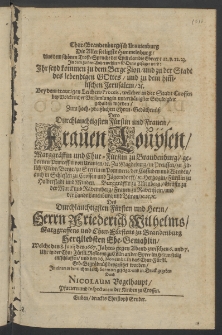 Chur-Brandenburgisch Uranienburg die allerseeligste Himmelsburg, ... bey dem traurigen Leichen-Procels, welche in der Stadt Crossen [...]
